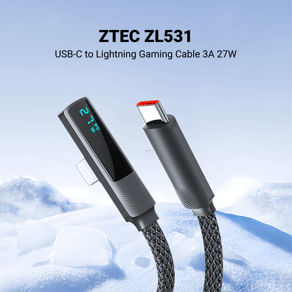 สายชาร์จเกมมิ่ง ZTEC รุ่น ZL531 USB-C to Lightning 27W ยาว 1.2 เมตร สีดำ (รองรับชาร์จเร็ว PD / QC)